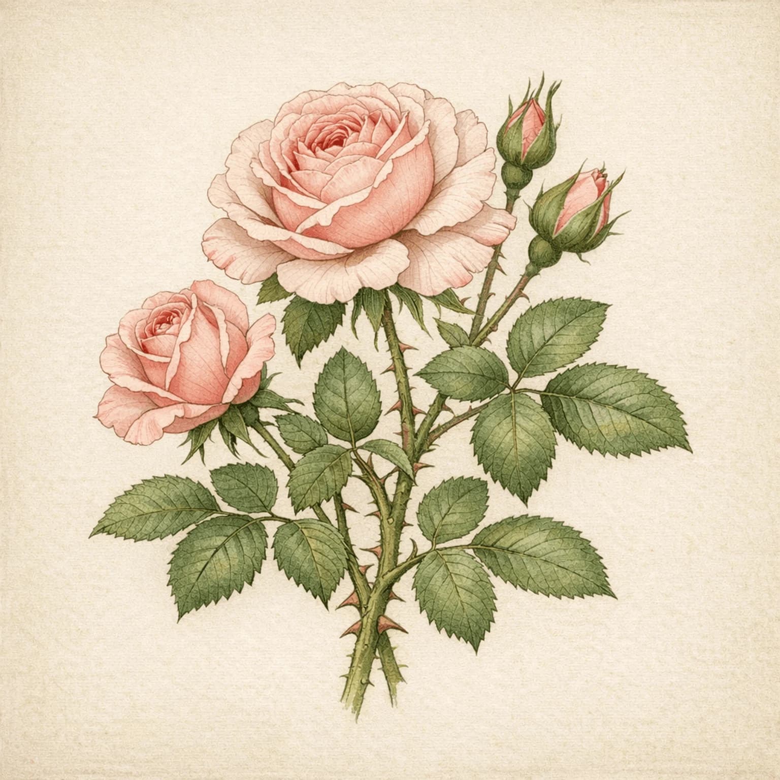 Botanisk plancheillustration af Rose